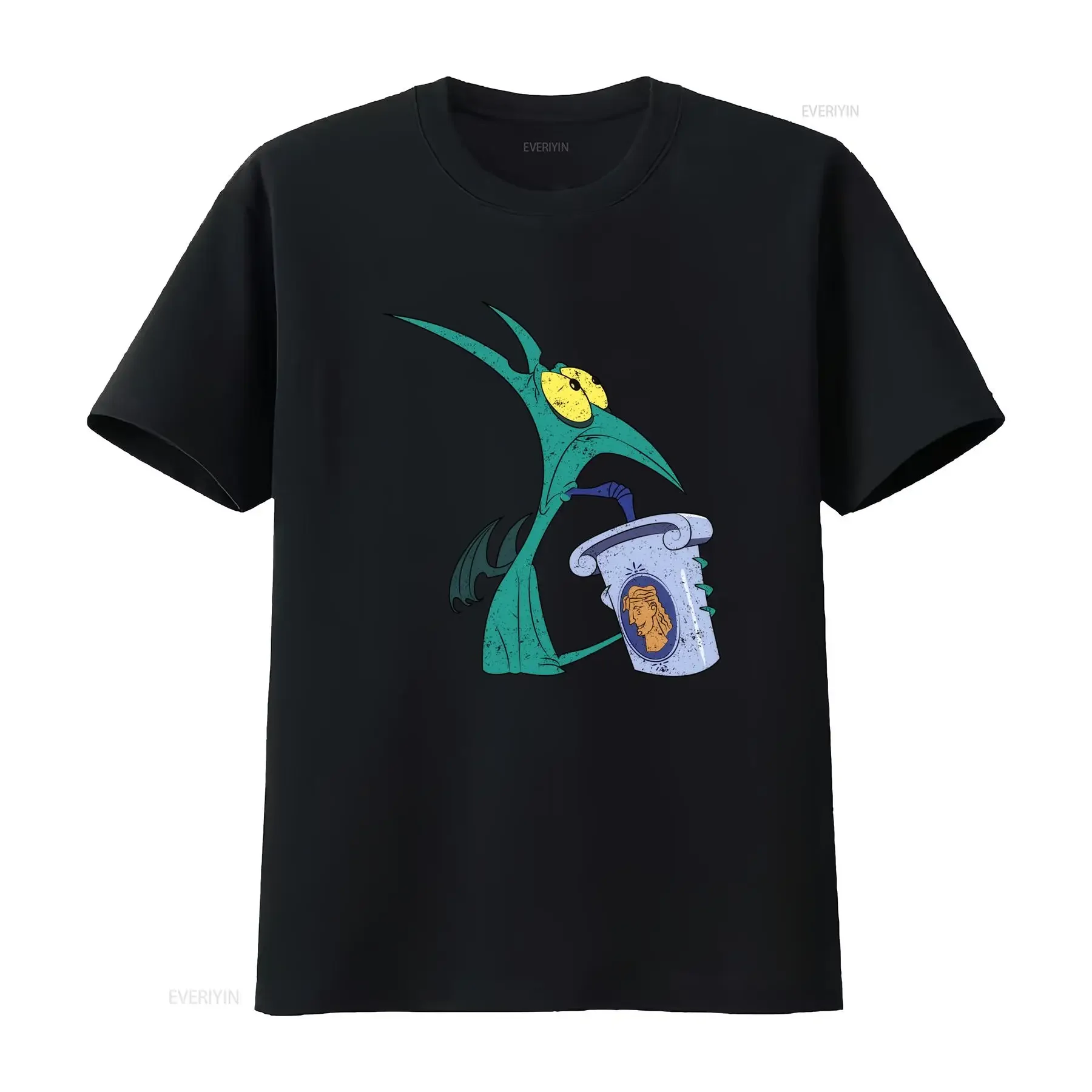 T shirt bianca da uomo con personaggio dei cartoni animati I Panic che tiene un secchio Appassionato di mitologia giocosa