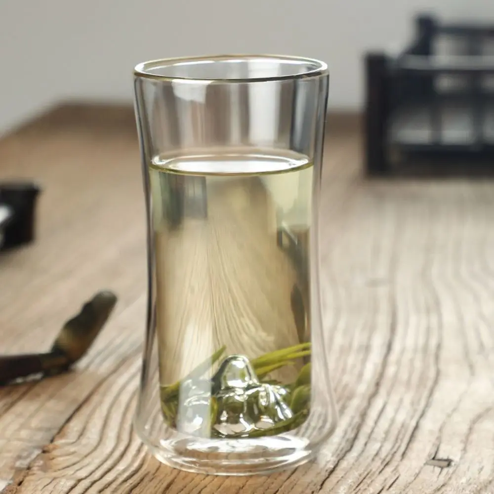 

Простые стеклянные чашки в форме горки с двойными стенками, 300 мл, утолщенная прозрачная чайная кружка, винтажная термостойкая кофейная чашка, украшение для дома