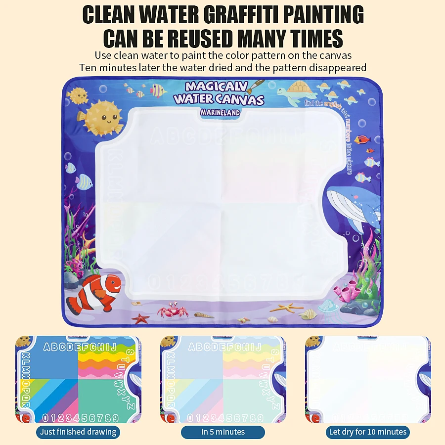 قماش بألوان مائية جرافيتي قابل لإعادة الاستخدام، سجادة قماشية مبتكرة للتعليم التفاعلي، إلهام خيال الأطفال #2