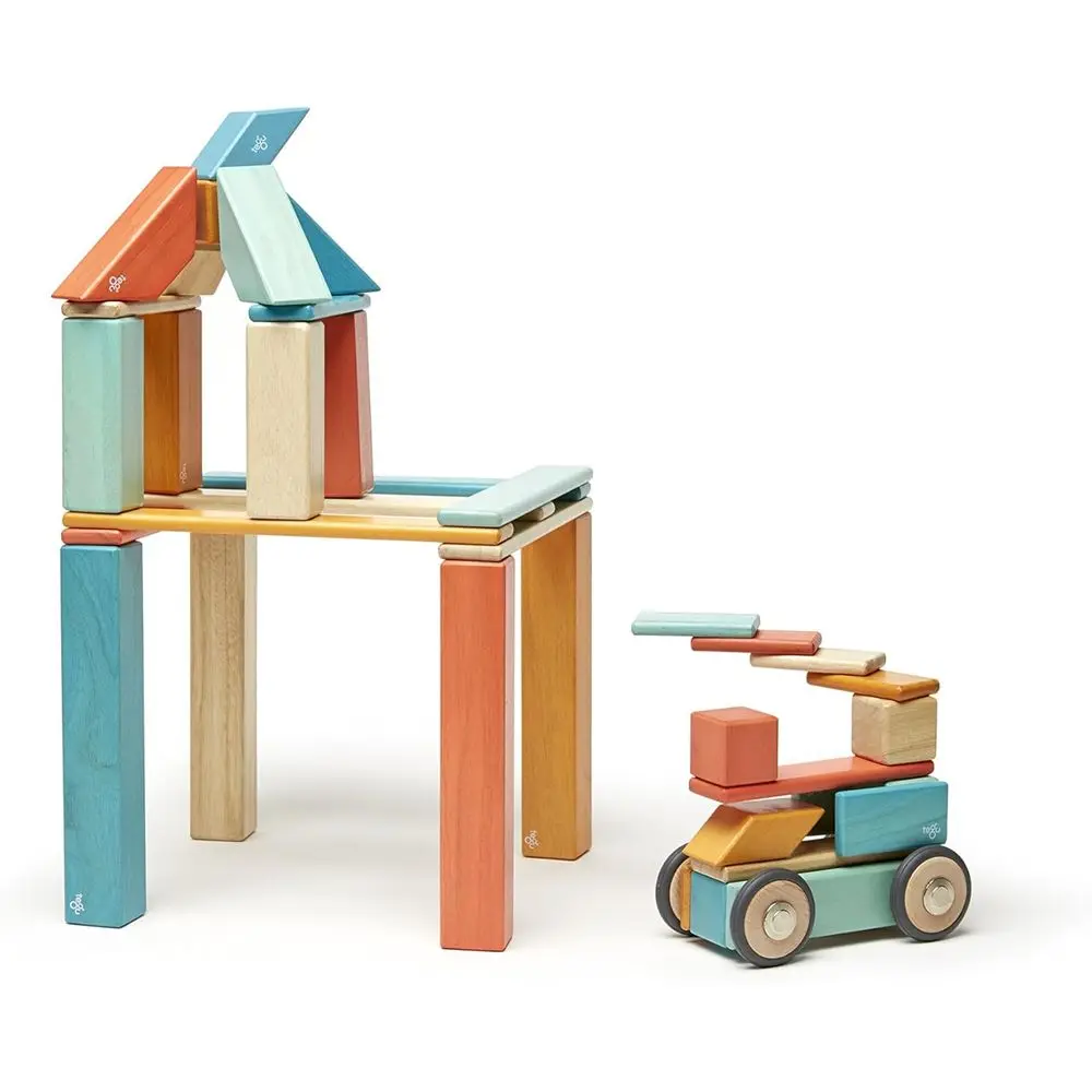 Bloques de madera magnéticos Sunset de 42 piezas Tegu, adecuados para edades de 1 a 99 años