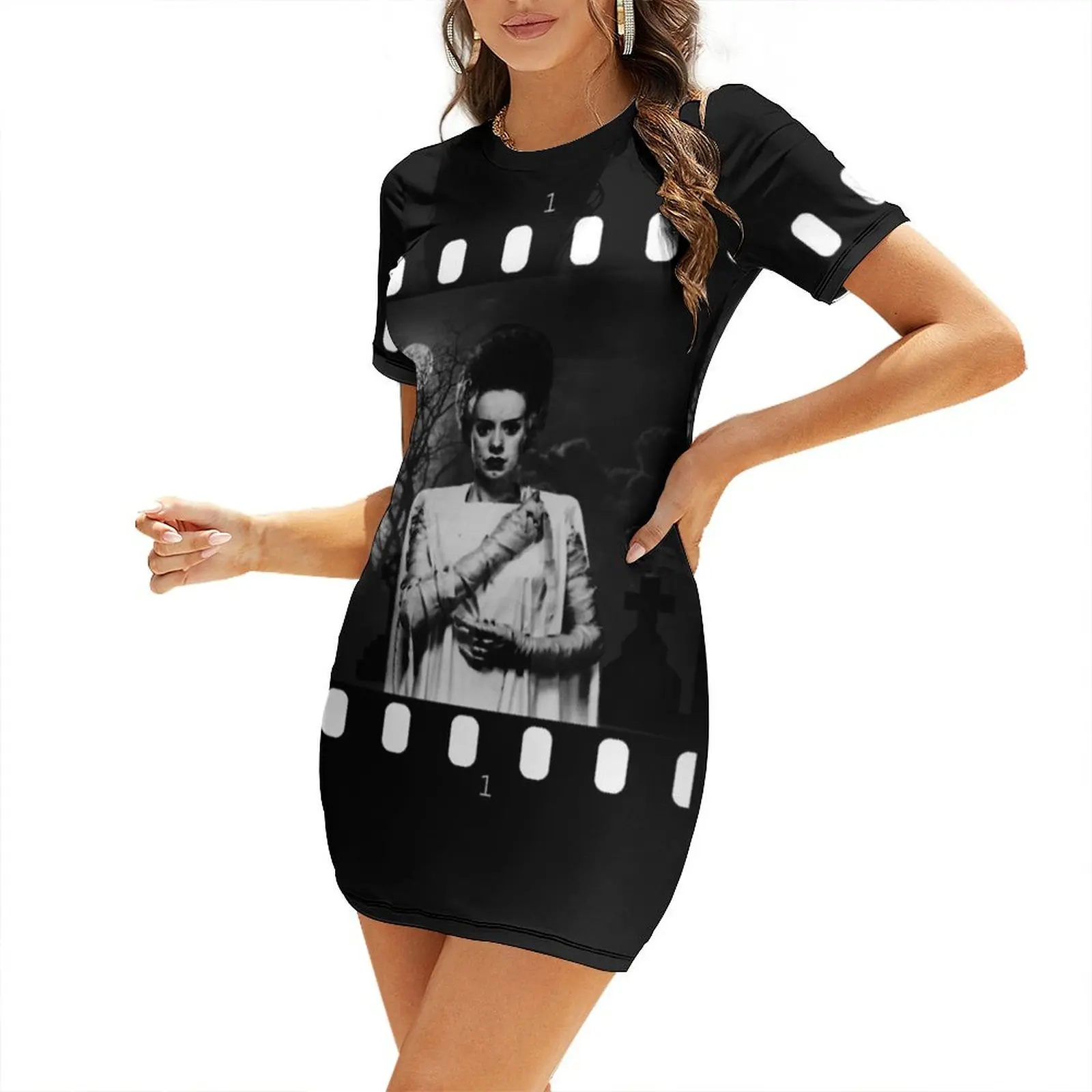 

Bride Of Frankenstein - Filmstrip. Short-Sleeved Dress dress women elegant luxury dresses for prom Dress