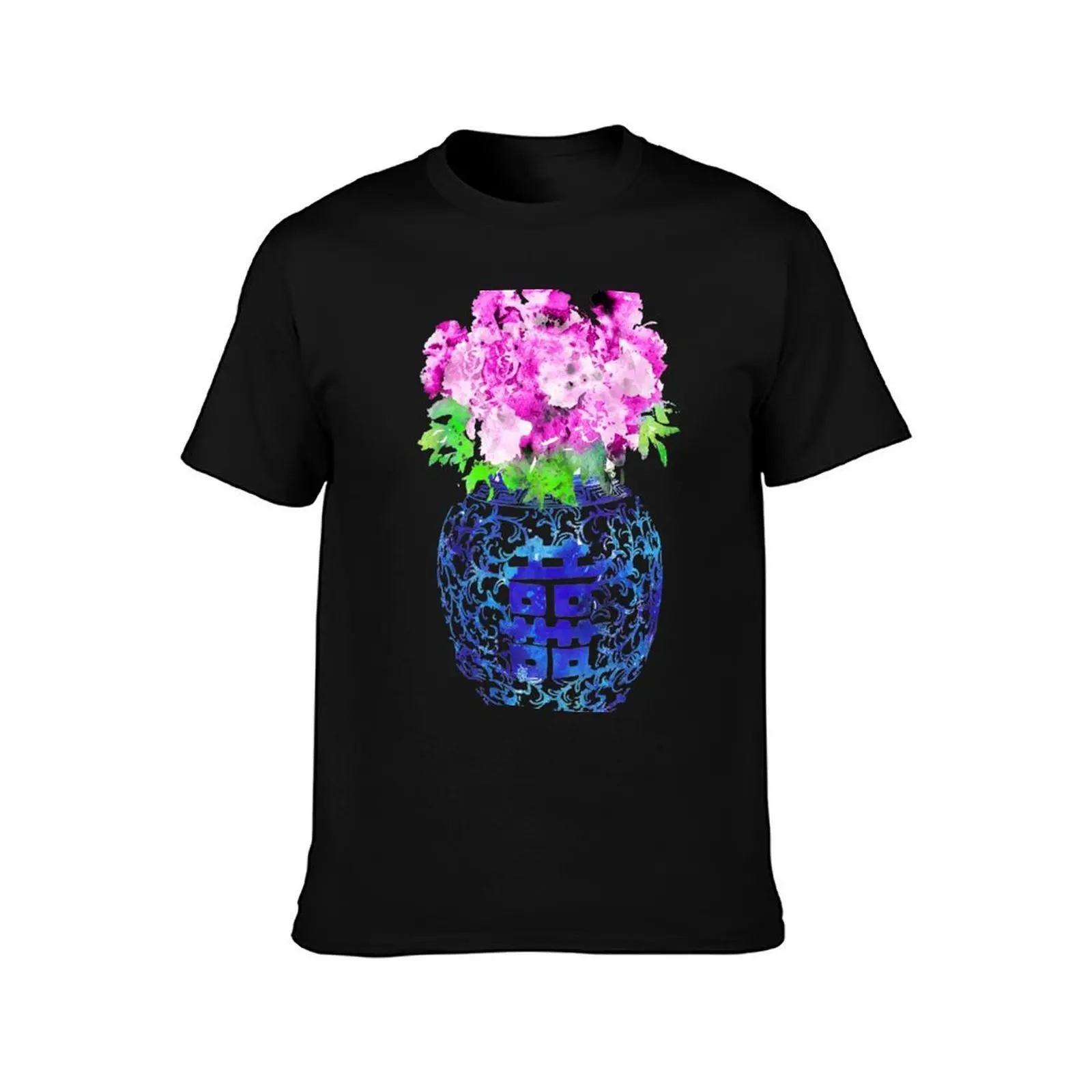 Ming Vase, double happiness, ginger jar T-Shirt, Summer Casual Cotton Tee, Oversized Streetwear Tops, Vintage Graphic Print