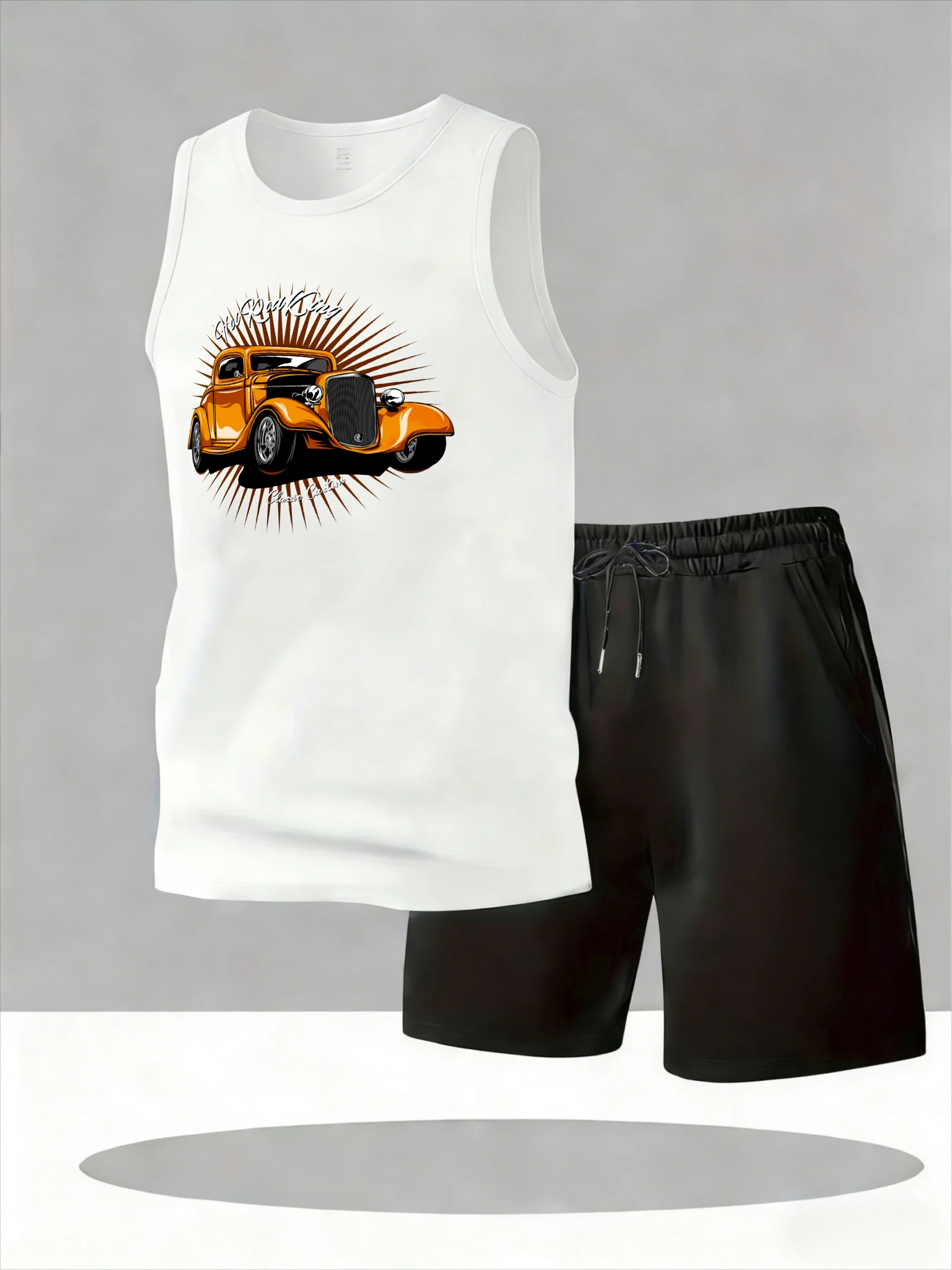 Men's Tank Top Sets 2026 Summer Quick drying sports men's chandals crewneck running Breathable seaside clothing set oversize