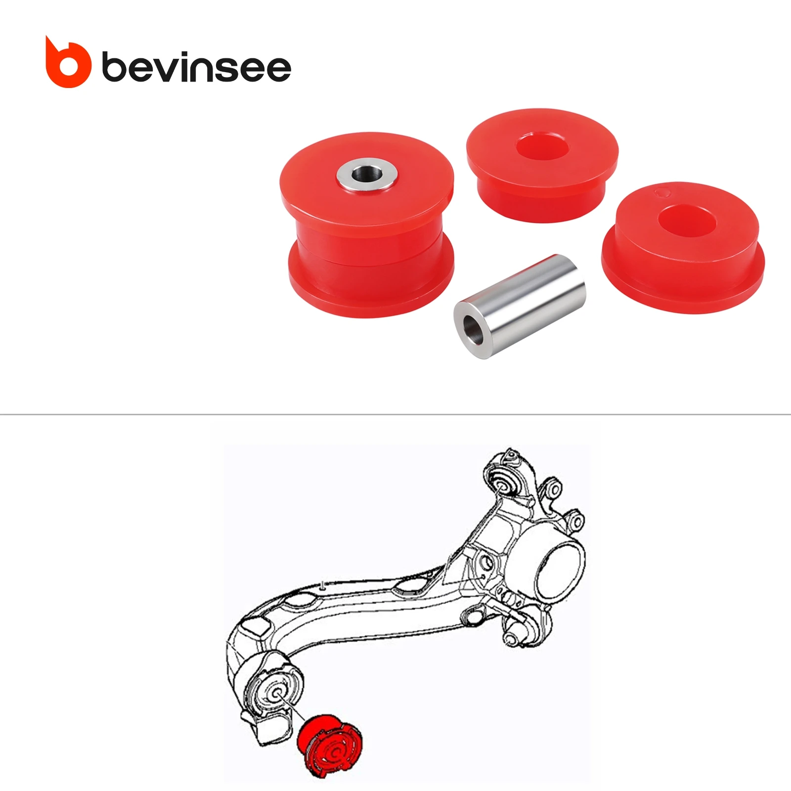 

BEVINSEE 80A Polyurethane Rear Trailing Arm Bushings for BMW E46 E36 X3 E83, Replace for 33322228153,33326757885,33326770786