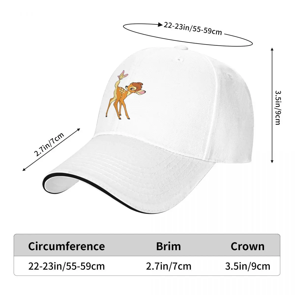 Bambi Cap Fashion Casual Baseball Caps Adjustable Hat Hip Hop Summer Unisex Baseball Hats Customizable Polychromatic