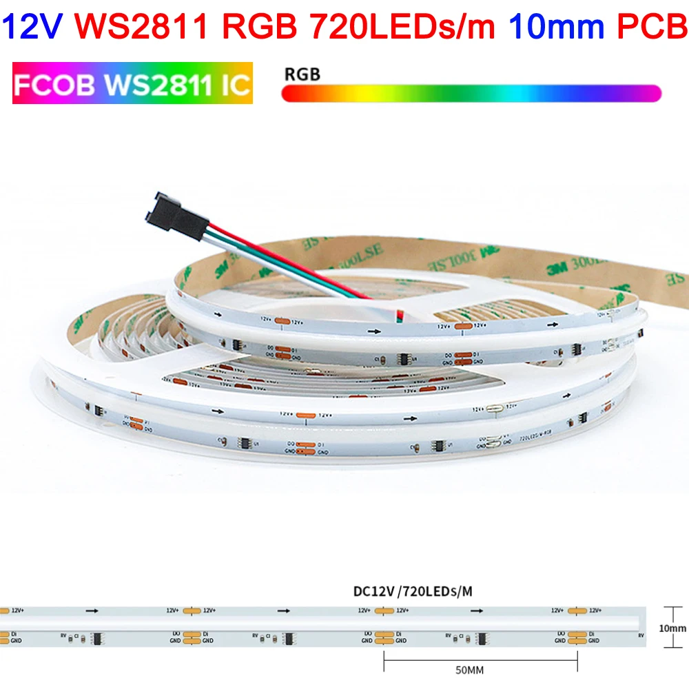 5 m SPI RGB RGBW RGBCCT COB LED-striplicht DC12V 24V 840 784 720 576 LEDs / M Flex FCOB LED-tape Licht dimbaar lineair linttape