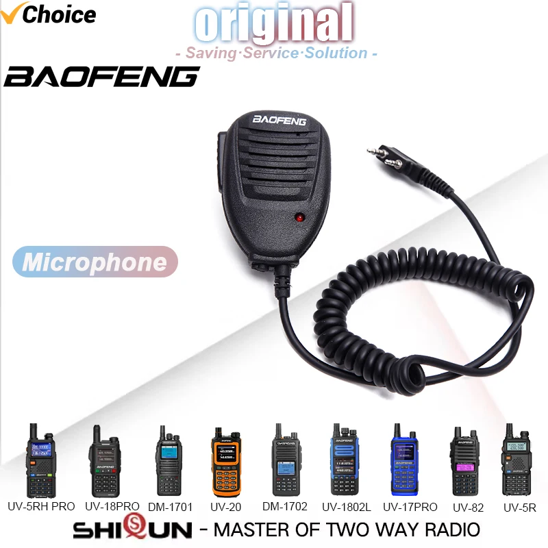 Baofeng Microphone Shoulder Speaker Mic for UV-18Pro UV-5RH Pro Walkie Talkie QuanSheng UV-K5 UV-K6 UV-5R PLUS Radio Accessories