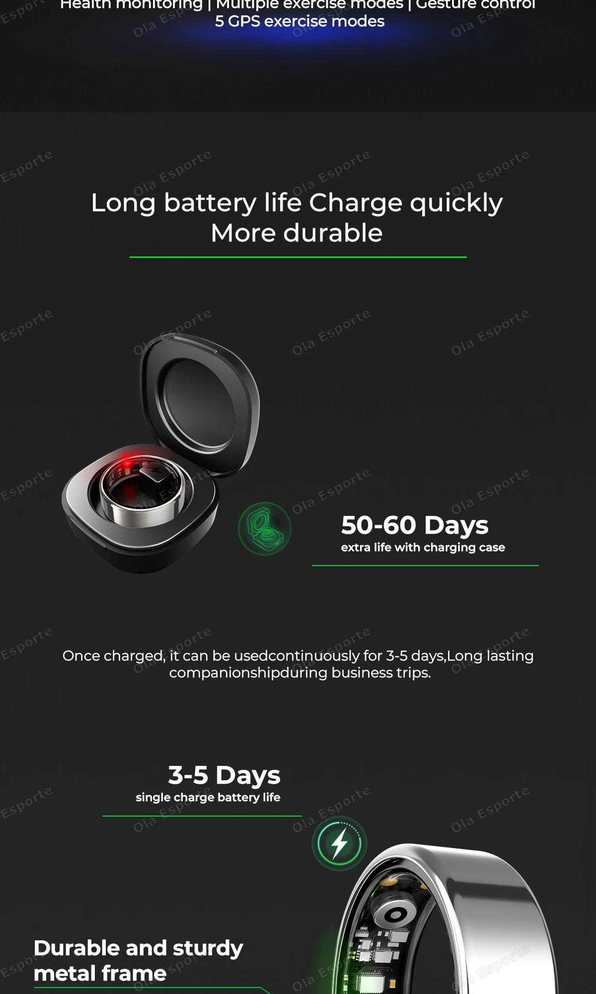2026 Neuer Smart Ring mit Bluetooth-Anruffunktion, Blutdruck-/Sauerstoffmessung, IP68 wasserdicht, Herzfrequenzmessung, GPS-Tracking, Smartring für iPhone – Detail 12