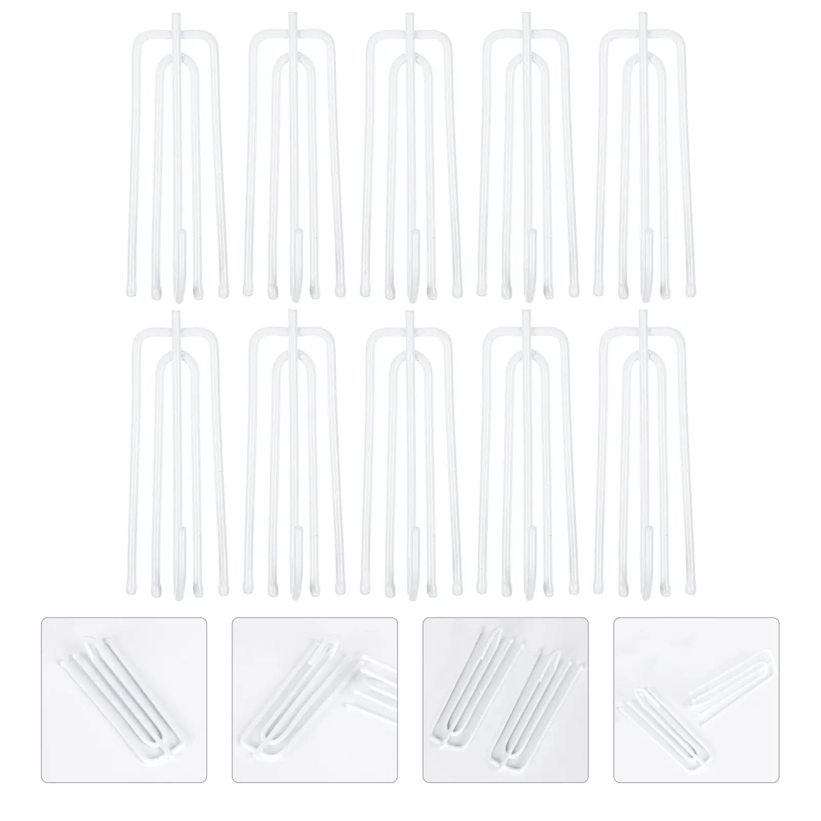 

30 шт. крючков для штор из нержавеющей стали с 4 зубцами, зажимы для плиссированных штор, нержавеющие металлические крючки для драпировки, для ванной, душа, домашнего декора