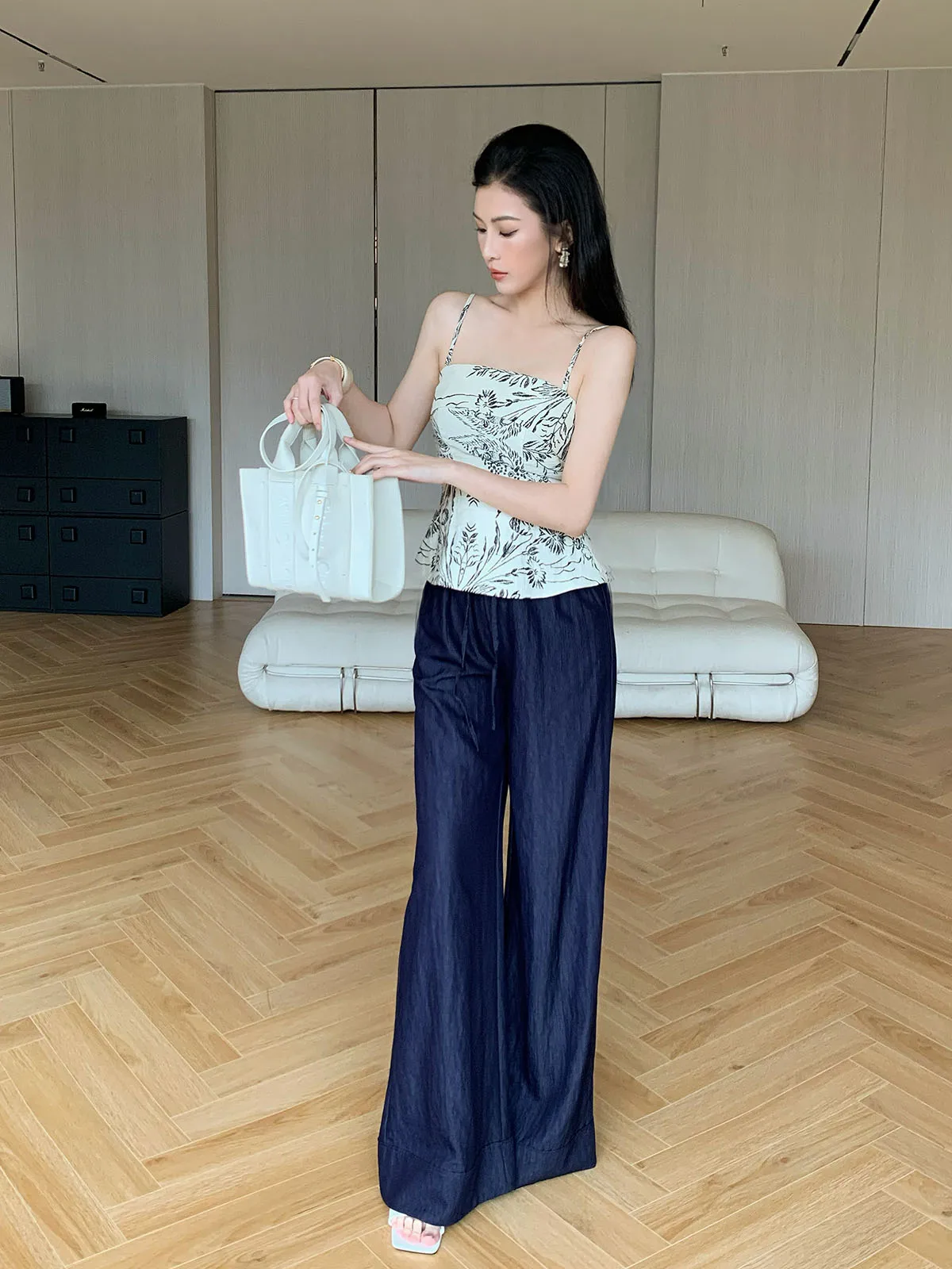 

Брюки женские повседневные с высокой талией, свободные, драпированные, модные, с широкими штанинами, в пол, для повседневной носки