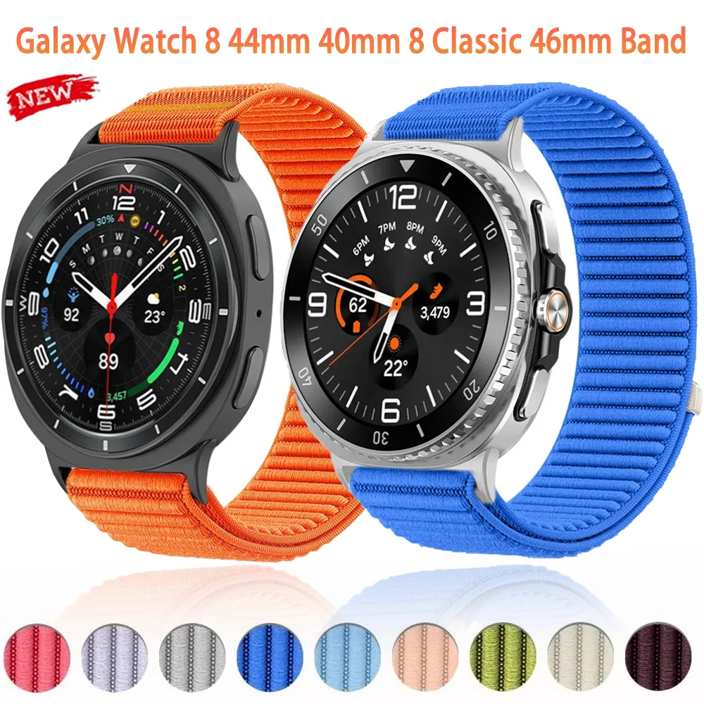 Sportliches, atmungsaktives Nylon-Schlaufenarmband für Samsung Galaxy Watch 8 44mm 40mm Armband für Galaxy Watch 8 Classic 46mm Band