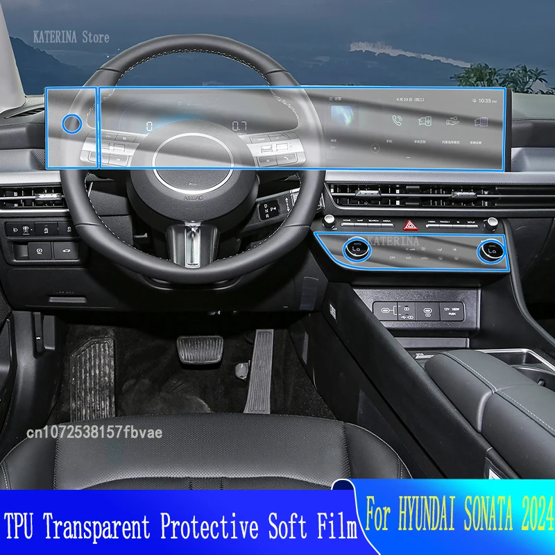 

For HYUNDAI SONATA 2024 Car condition Air Interior Gearbox instrument Navigation Center Console TPU Protective Film