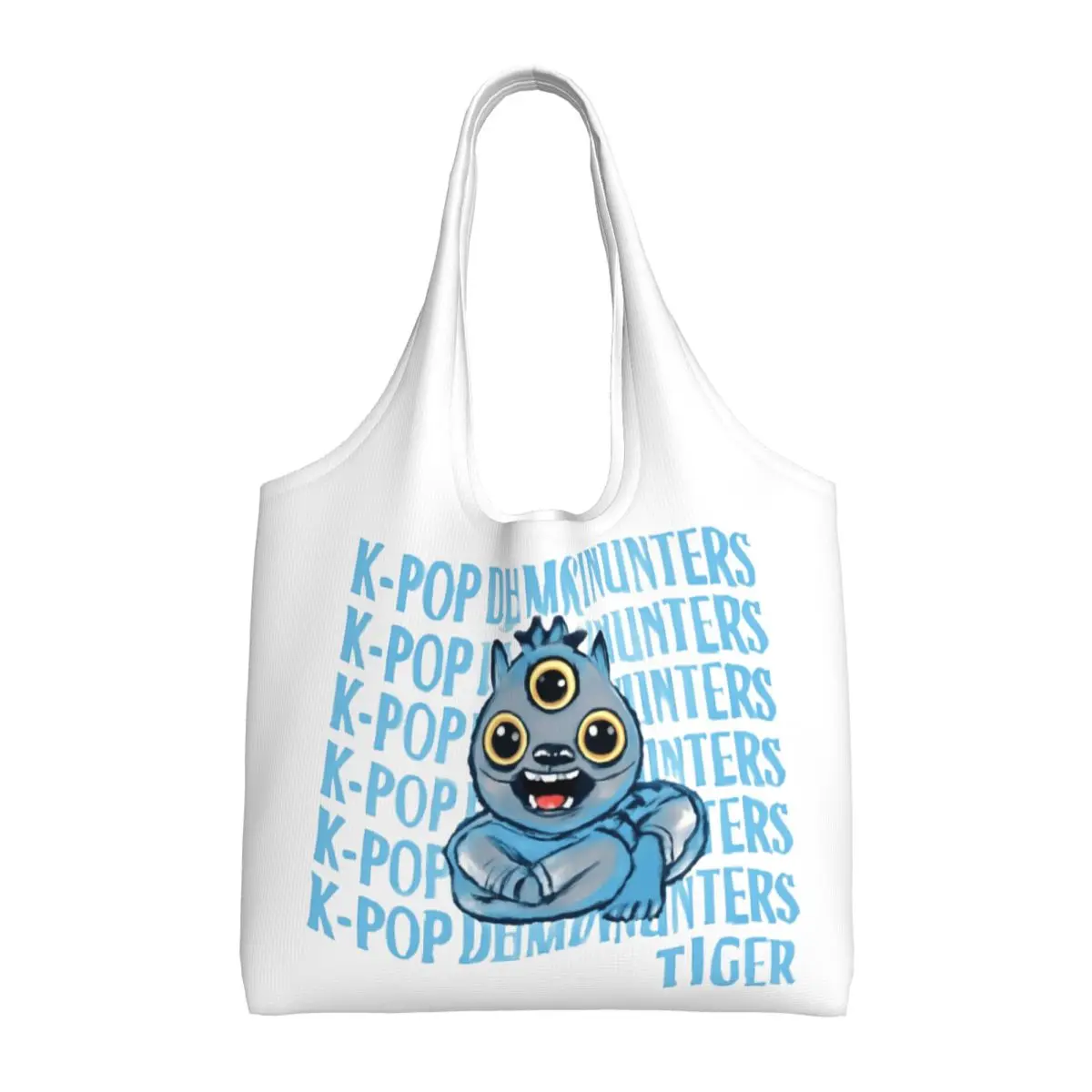 K-Pop Dunkin' Hunters Tiger Large Capacity Canvas Tote Bag Single Shoulder Work Commute Bag For Women Eco-Friendly Shopping Bag