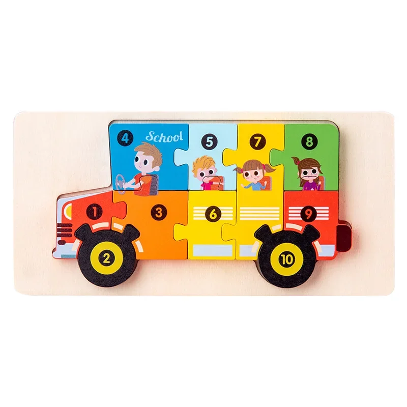 Puzzle in legno Cartoon 3D Dinosauro stereoscopico Forma animale Colore montessori Gioco educativo cognitivo Giocattolo Regalo di compleanno per bambini