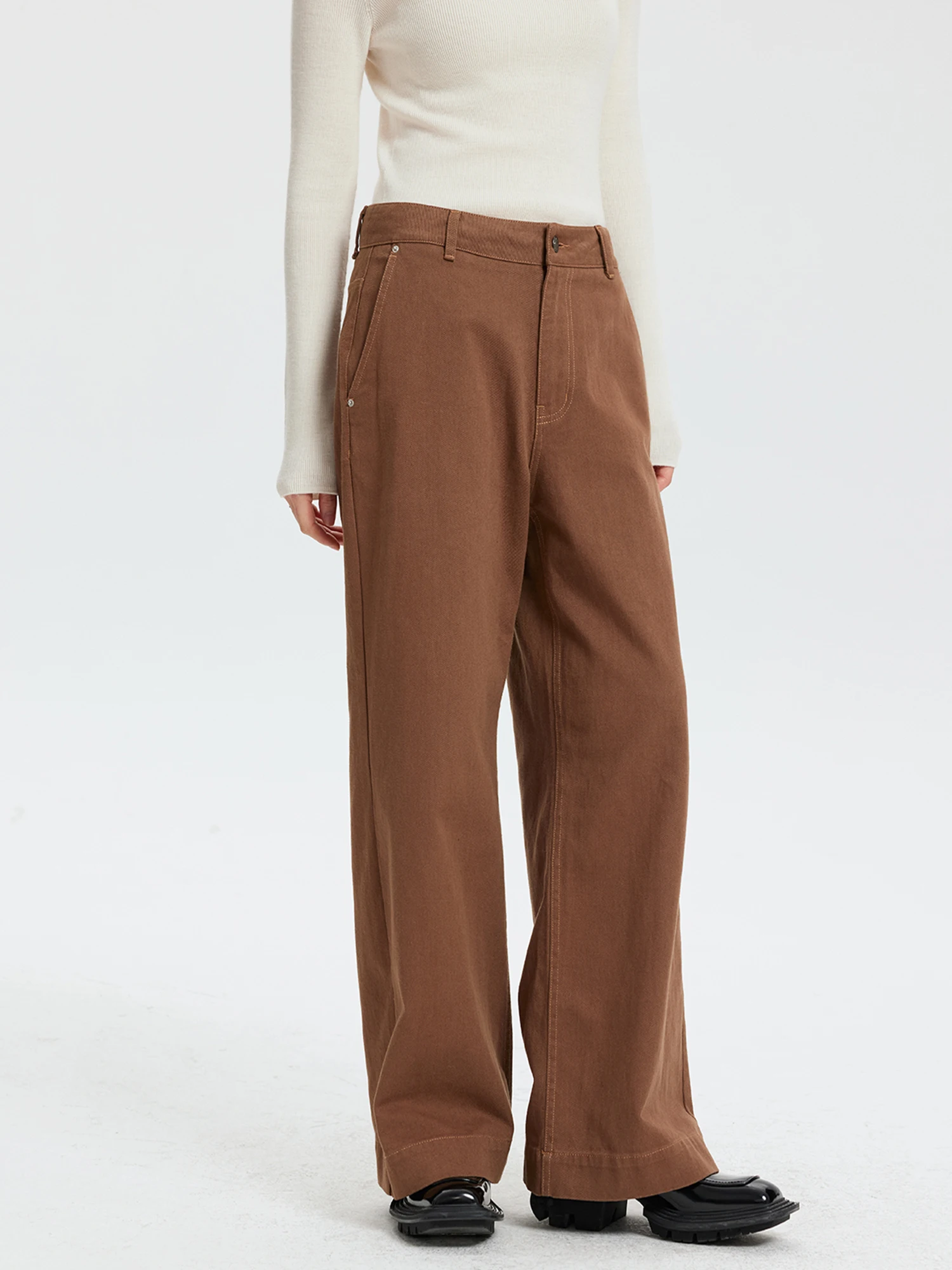 

Новые джинсовые брюки APPENDAGE коричневого цвета, дышащие, широкие, длинные, универсальные, для весны и лета, с застежкой-молнией на талии