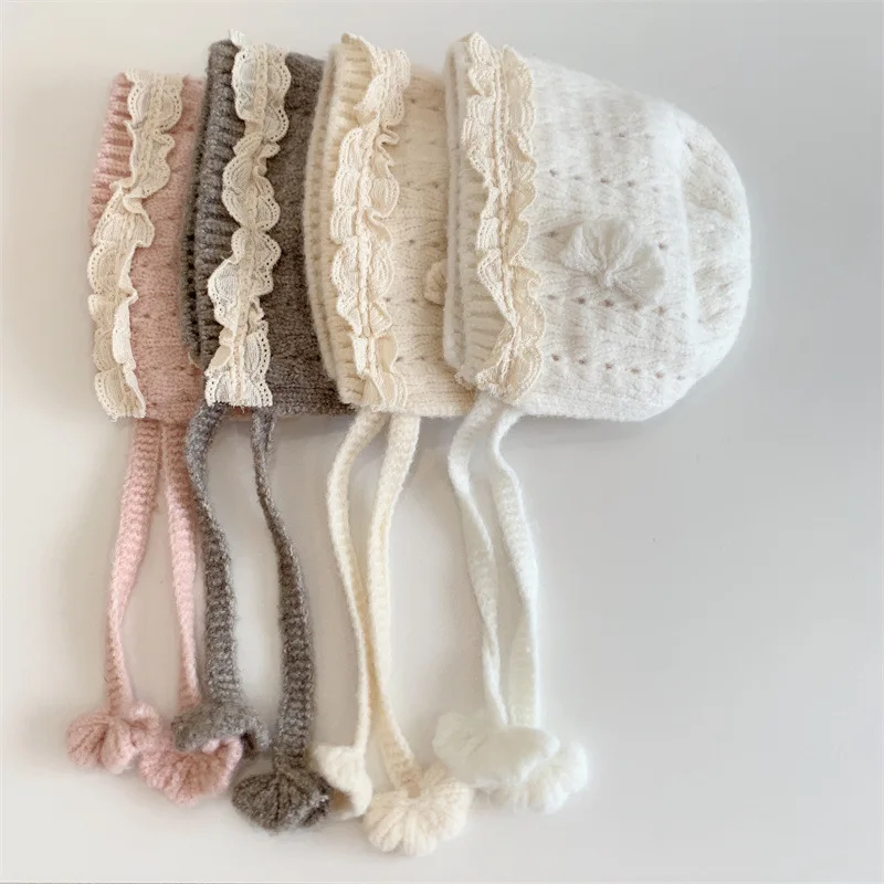 

Knitting Nylon Baby Hat Adjustable Lace Boy Girl Beanie Cap For 3-24 Months Newborn Photography Props Bonnet Photo Accessories