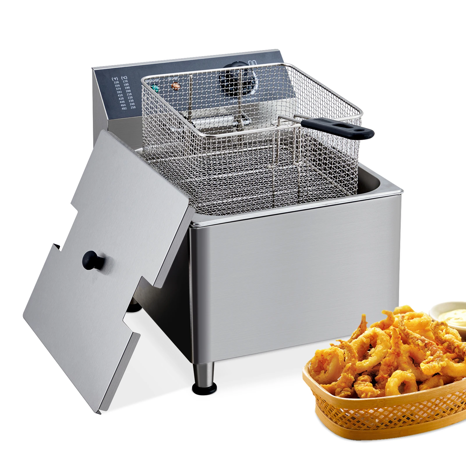 Electric Fryer,  Fryer With Baskets Large, Portable Deep Fryer For Restaurant And Home Use, Electric Deep Fryer With Basket  Lid