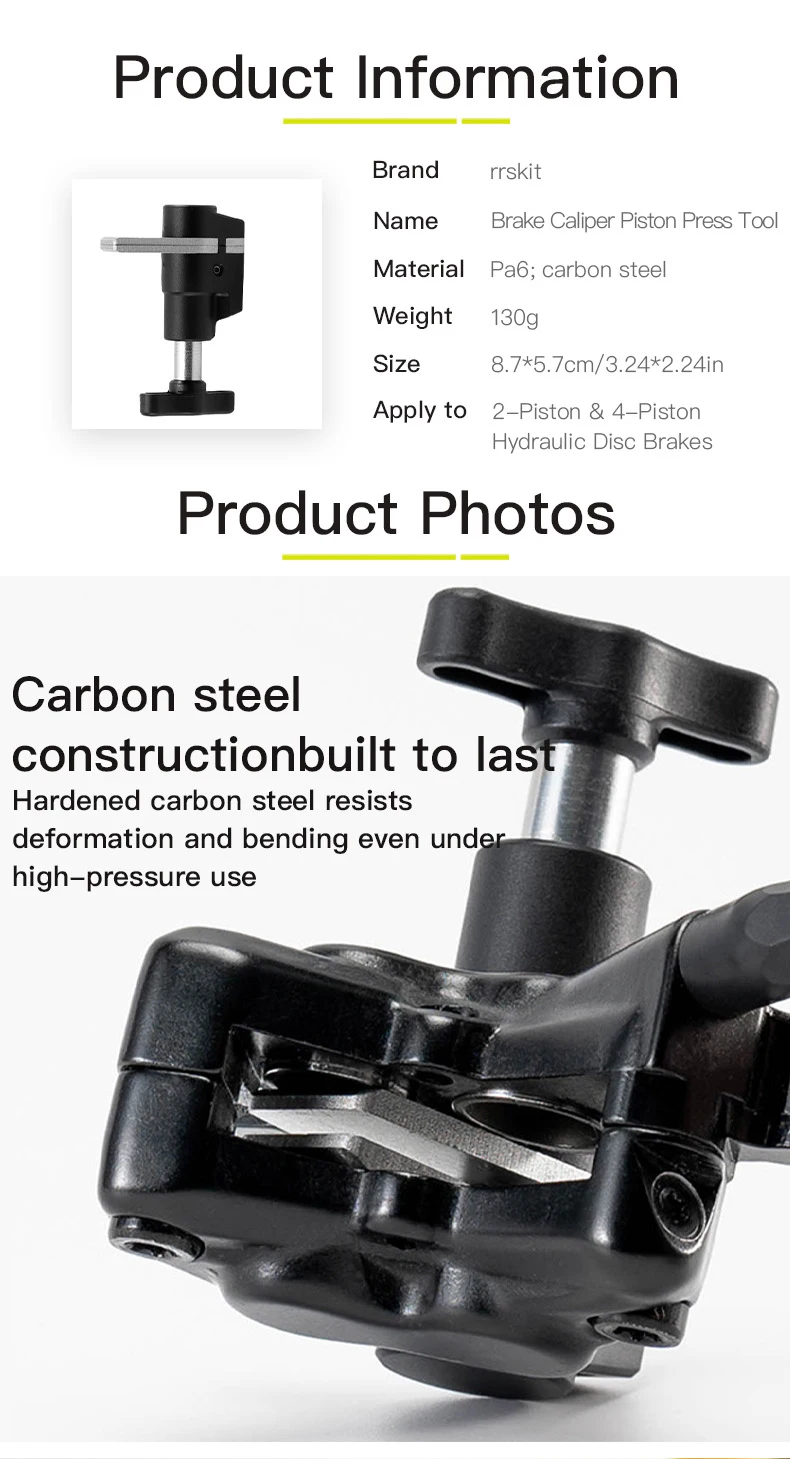 RRSKIT Fahrrad-Bremssattel-Kolbenpresswerkzeug für 2-Kolben- und 4-Kolben-Hydraulikscheibenbremsen, Kolbenrücksetzwerkzeug – Detail 1