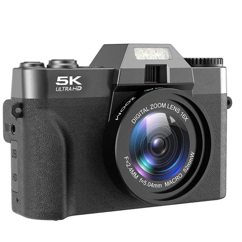 WIFI Enabled 5K HD Digital Camcorder 48MP Professional Camera Webcam Wide Angle 16X Digital Zoom 3 Inch Flip Screen Recorder