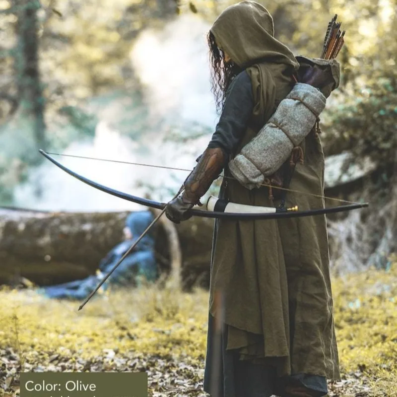 Capa Medieval Ranger para hombre, chal Medieval de lino con capucha