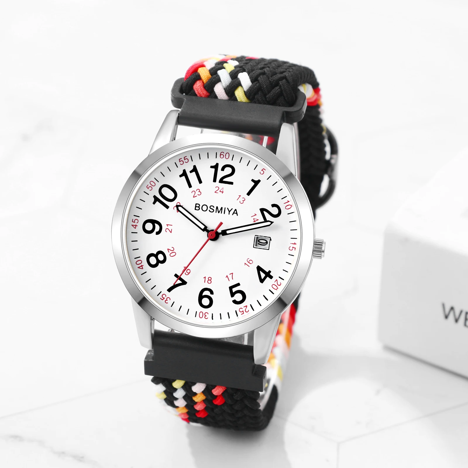 

Women's and men's woven strap watches, adjustable elastic woven straps, 24-hour quartz watches, suitable for all seasons