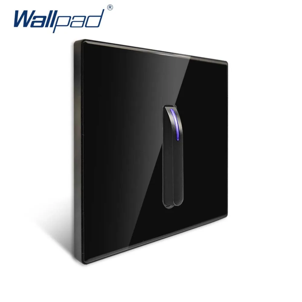 Wallpad Piano Button Black Glass Panel With Blue LED Indicator Wall Light Switch and Socket Electric Outlet 16A 110 220V