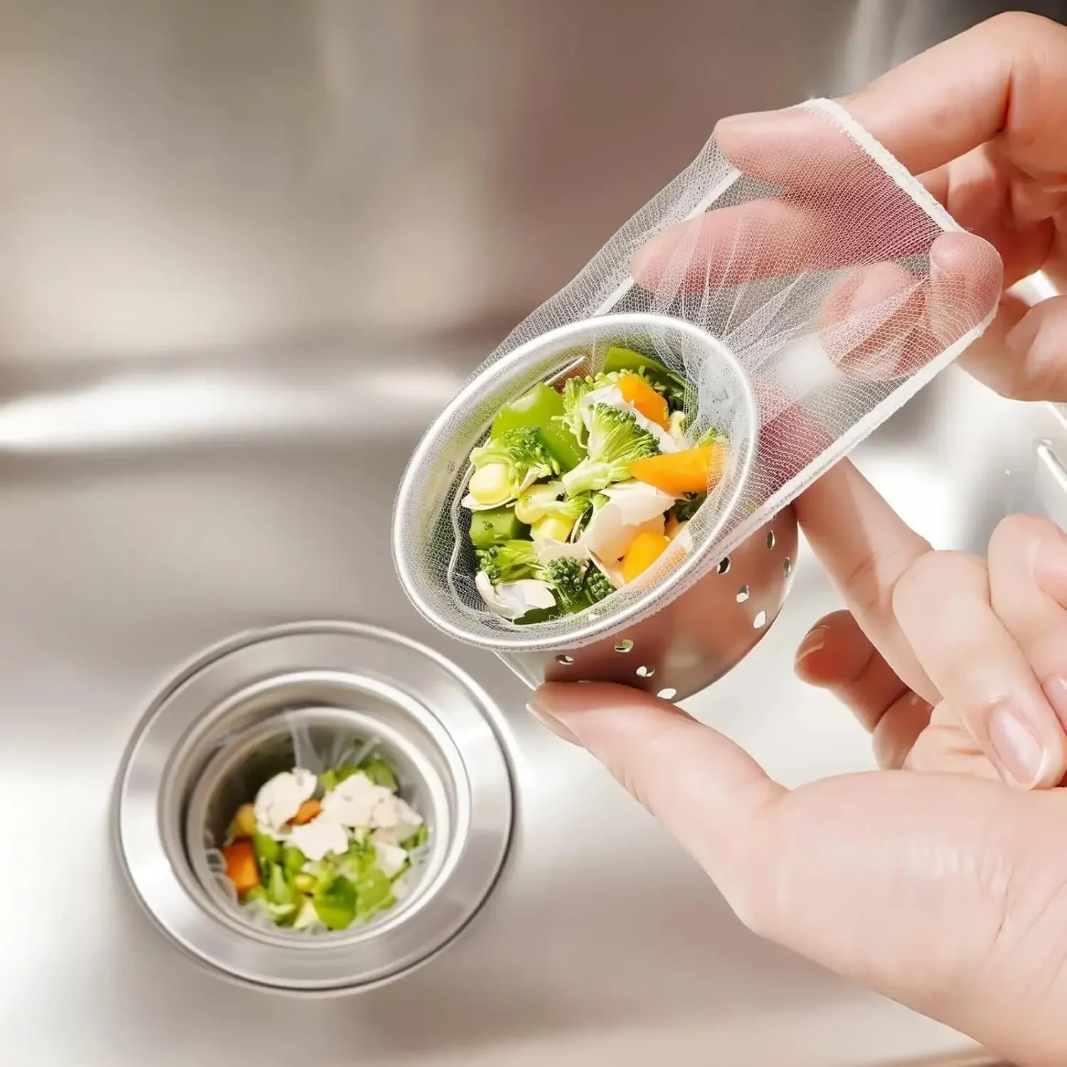 

200 Pcs Disposable Sink Strainer Bags, Elastic Drain Covers, Food Waste Catcher for Kitchen Sink