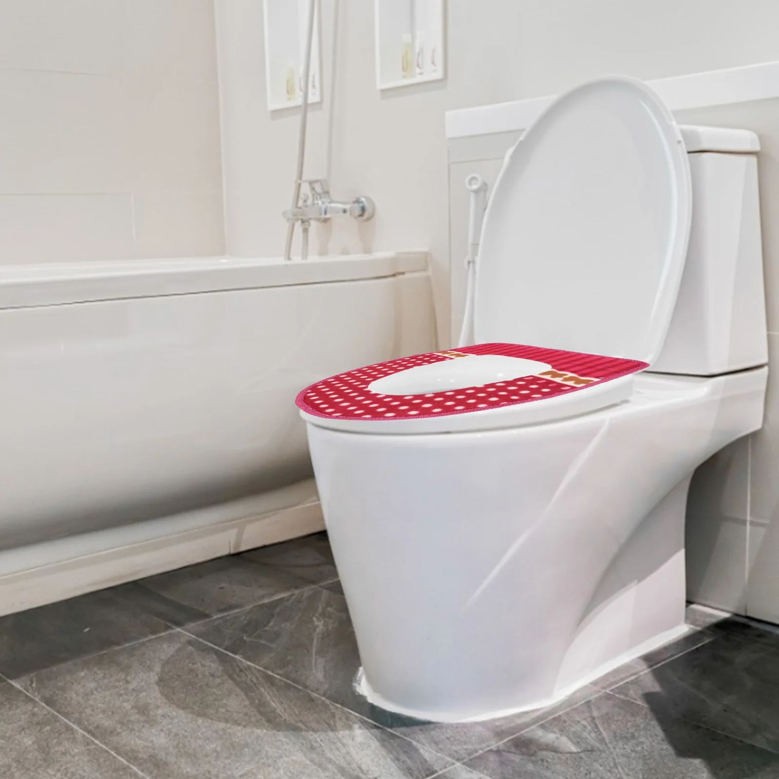 

Warm Seat Cover Red Waterproof Pu Toilet Lid Cover Soft Cushion For Home Travel Use Toilet Seat Pad