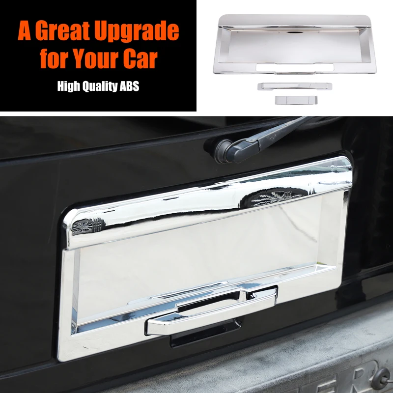 ABS ل هامر H2 2003-2009 لامعة الفضة سيارة الباب الخلفي لوحة ترخيص الغطاء الواقي لوحة ترخيص قاعدة لوحة اكسسوارات السيارات #5