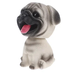 Car Shaking Head Toy Cake Ornament Pug Figurines Mini Kids Cars Toy Dog Ornament Dashboard Mini Animal -Head Toys