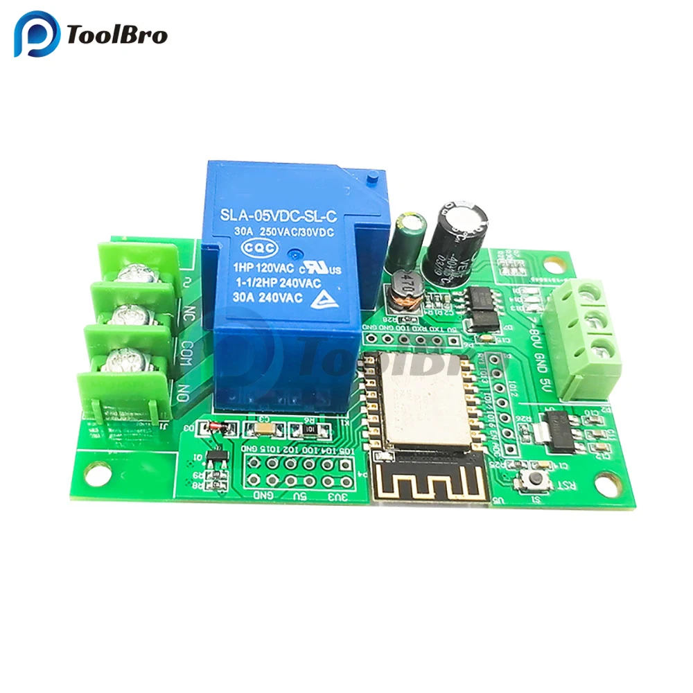 ESP8266 WIFI Single/Dual Channel Relay Module ESP-12F Development Board DC 5V 7-28V 7-80V 30A For Smart Home Wireless Control