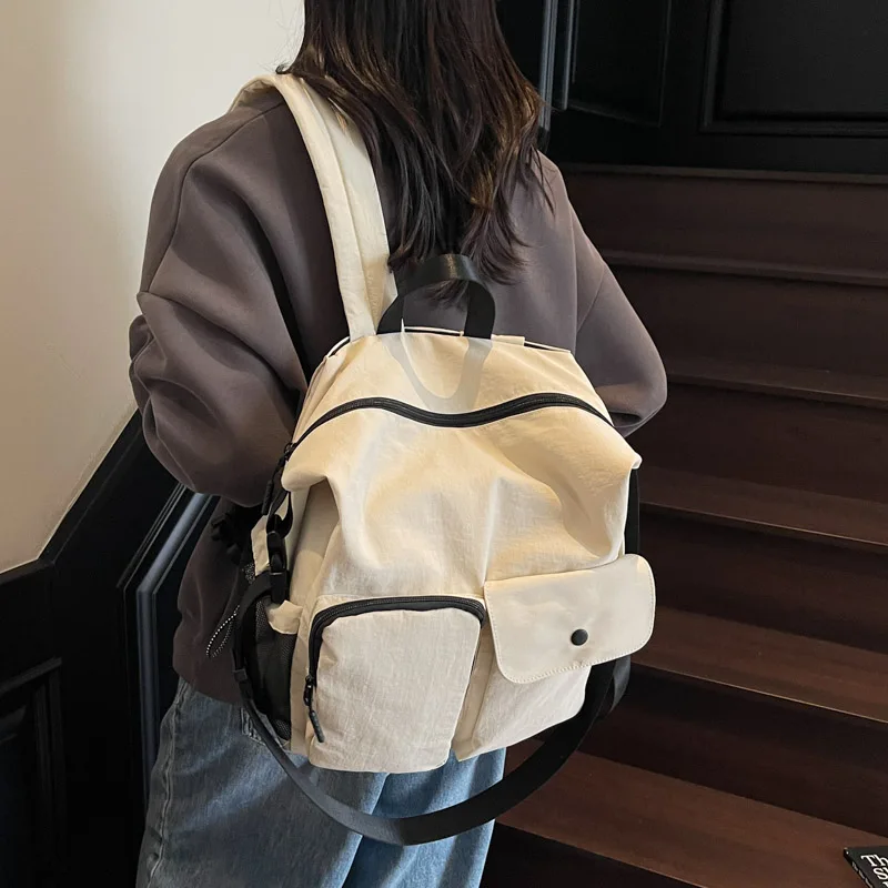 Summer Causal Simple Girls School Student Bag Cute Backpack Women's Soft Cloth Green Backpacks for Women