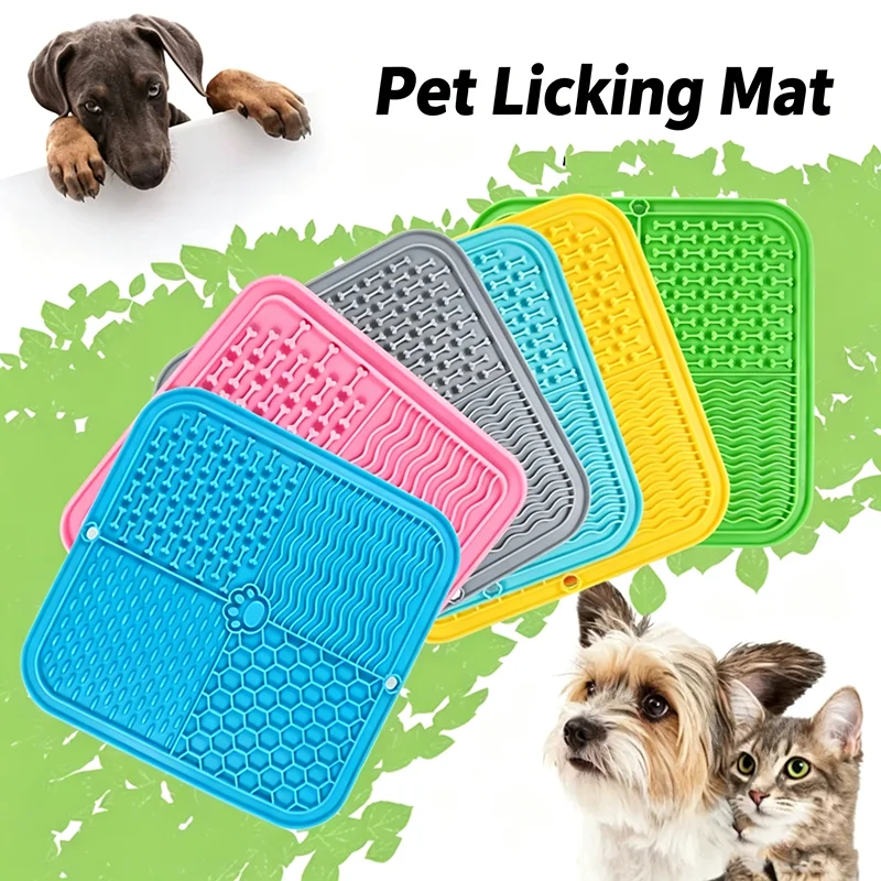 Pet Silicone Licking Mat Dog Slow Feeder Mat With Suction Cup For Dog Bath Distraction Training Cat Feeding Supplies
