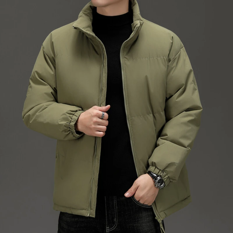 Winter New Men\'s Standing Collar Cotton Clothes Casual Thickened Parkas Simple Winter Wear