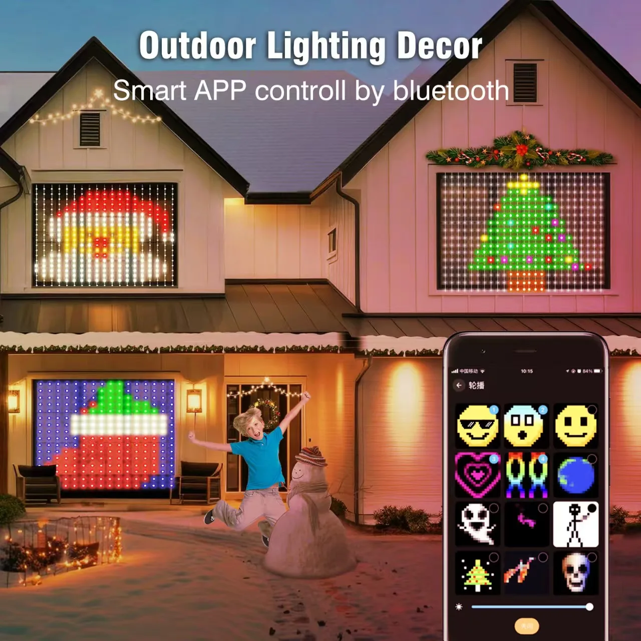 RGBIC Curtain Light String USB Plug APP Bluetooth Remote Control LED Curtain Light for Holiday Party Room Bedroom Decorations