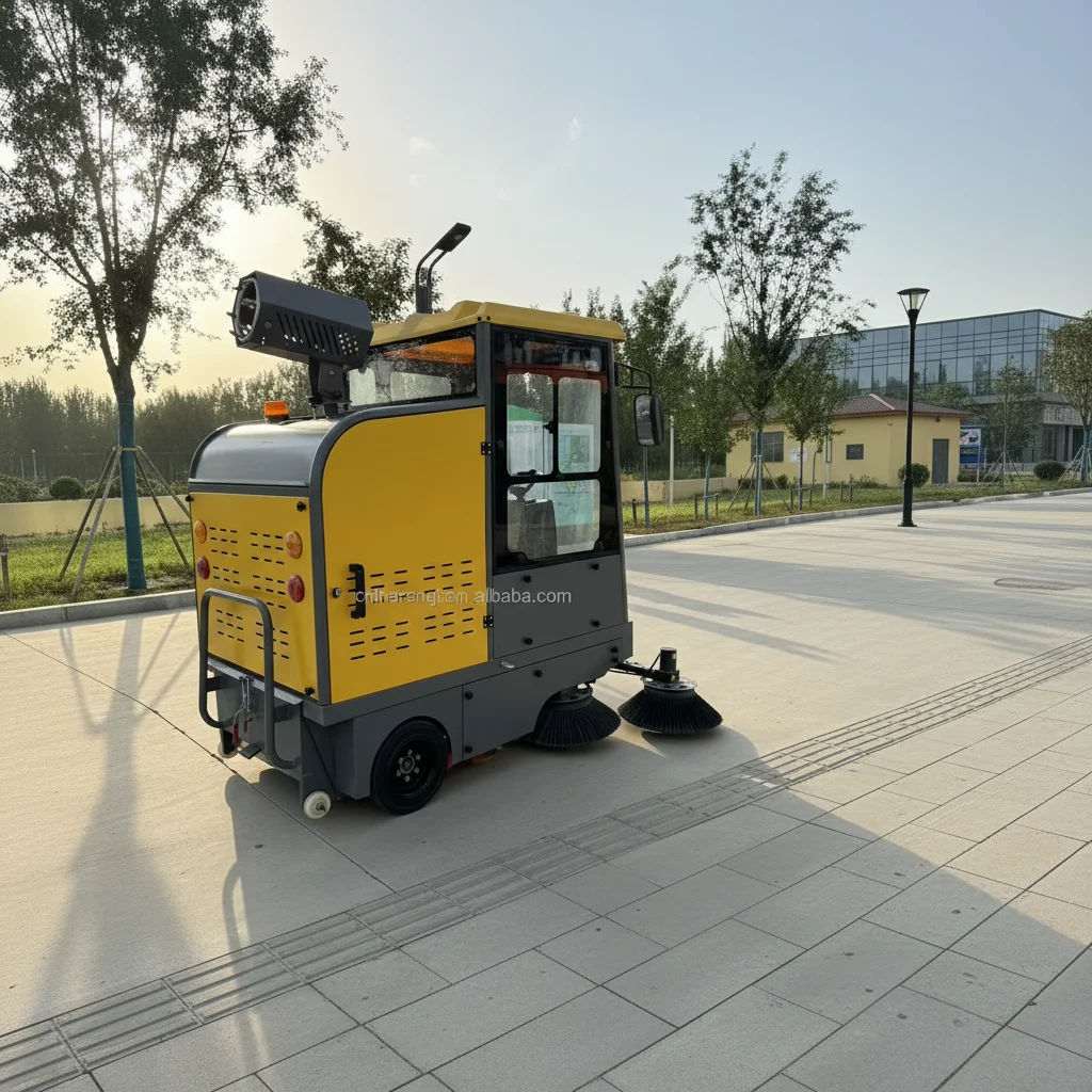 Customized New Enclosed Cabin Ride-On Electric Self-Propelled Industrial Floor Sweeper 260L Dustbin For Factory/Warehouse/Parkin