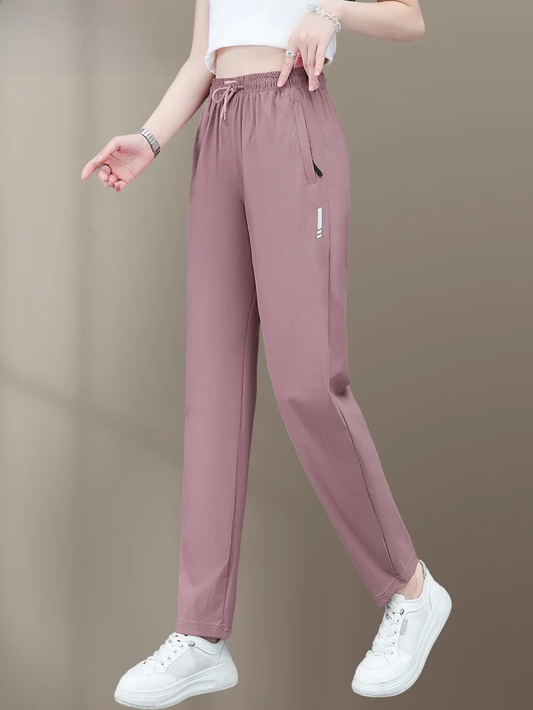 

TUCANO Mom's Ice Silk Thin Qui Dry Спортивные брюки Свободные повседневные прямые брюки Лето 2025 Новое поступление Легкая эластичная ...