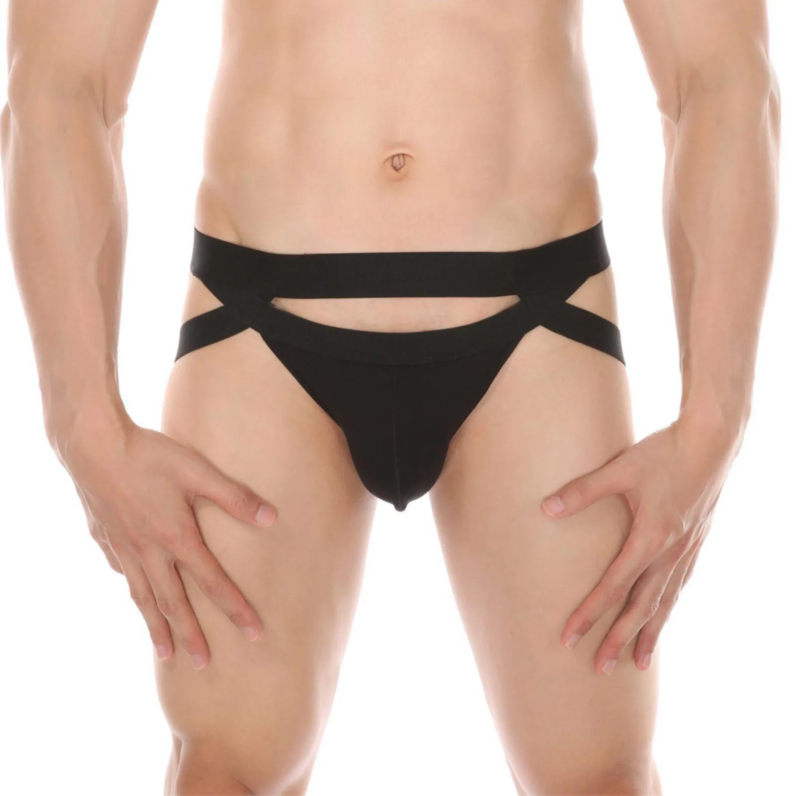 Heren geschenkmand Heren metalen ring ondergoed slips billen dubbele string effen kleur katoenen ondergoed jeugd verbergen slipje