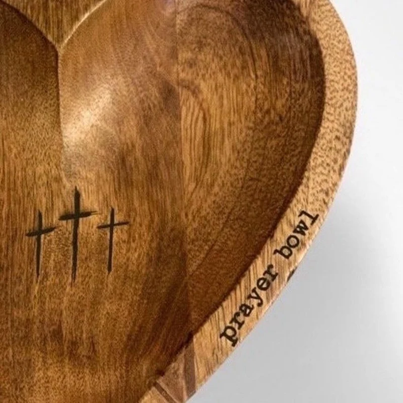 BEAU-Heart Shaped Prayer Bowl - Religious Gifts, Wooden Prayer Bowls, Prayer Dough Bowls, Christian Congregation Gifts