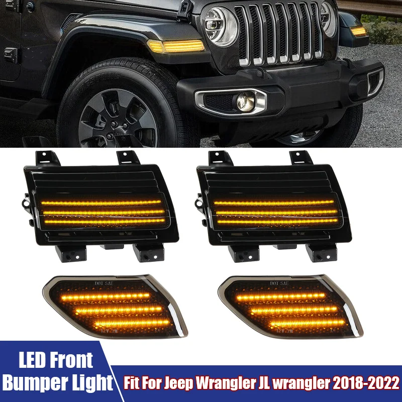 2Pcs Auto LED Front Bumper Lights Turn Signal Lamp Fit For Jeep Wrangler JL wrangler 2018-2022 LED Marker Lights Car Accessories