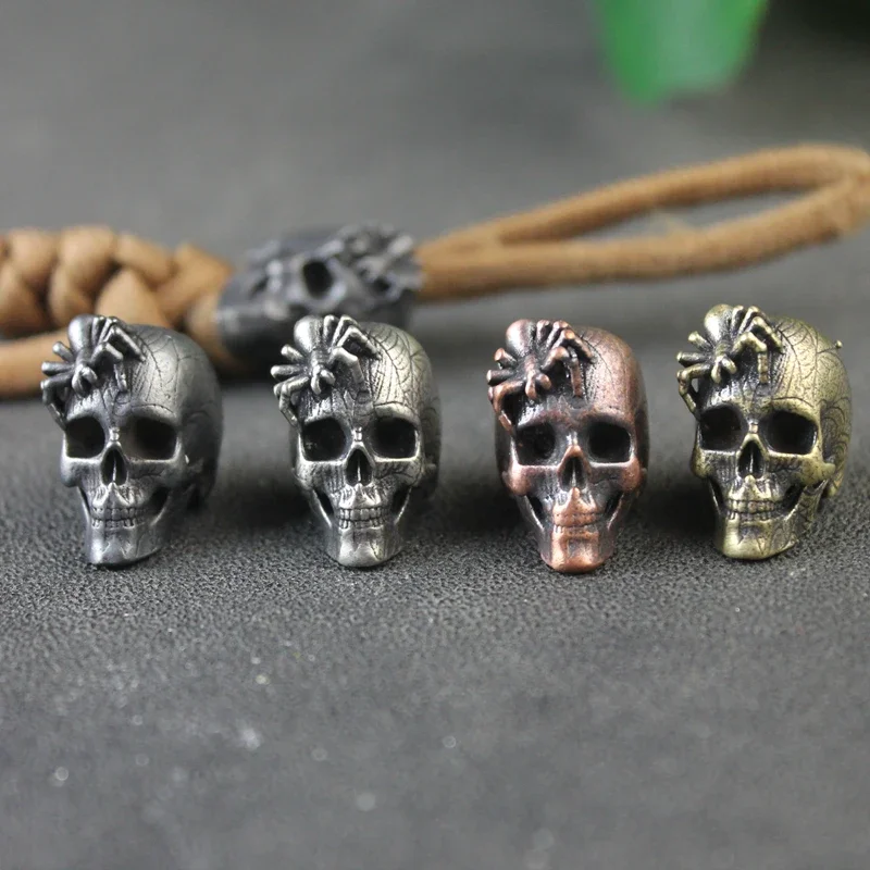 

Spider Skull Brass Bead Punk EDC Outdoor DIY Paracord Woven Bracelet Accessories Lanyard Pendants Flashlight Hangings