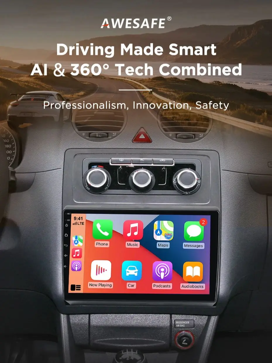 AWESAFE Draadloze CarPlay Android Auto Radio voor VW Volkswagen Caddy 2005 - 2015 GPS Navigatie Plug and Play RDS DSP CAN-BUS Behoud van originele functies - afbeelding 2