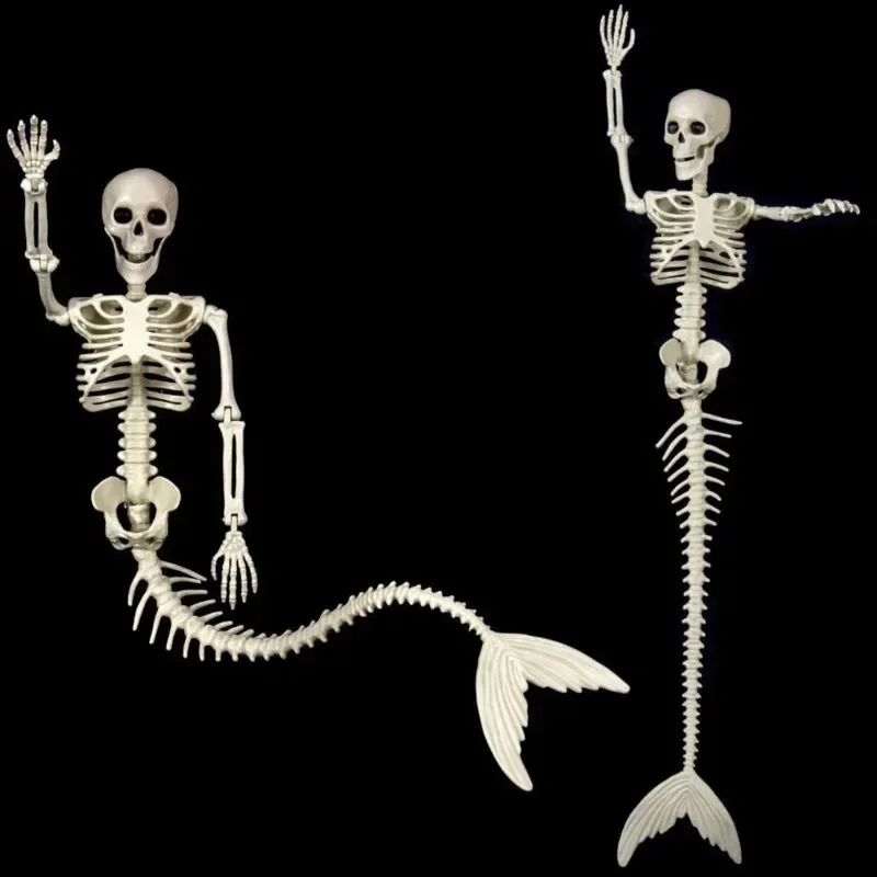 

Halloween Poseable Fish Skeleton Statue, Mermaid Bone Decoration For Haunted House, Pirate Party, Yard Display