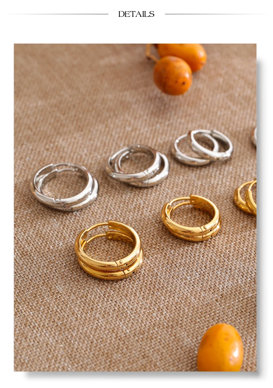 Yhpup Edelstahl-Creolen für Damen und Herren, Unisex-Accessoires, wasserdichtes Metall, schlichter, täglicher, charmanter Schmuck – Detail 2