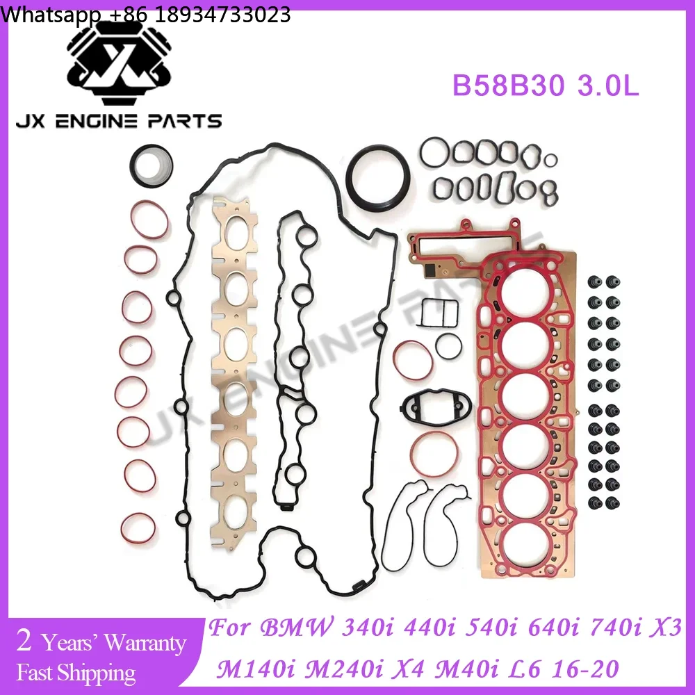 B58B30A Engine Rebuild Kit Head Full Gasket Set for BMW 3.0 3.0L 340i 440i 540i 640i 740i X3 M140i M240i X4 M40i L6 B58 B30 16-