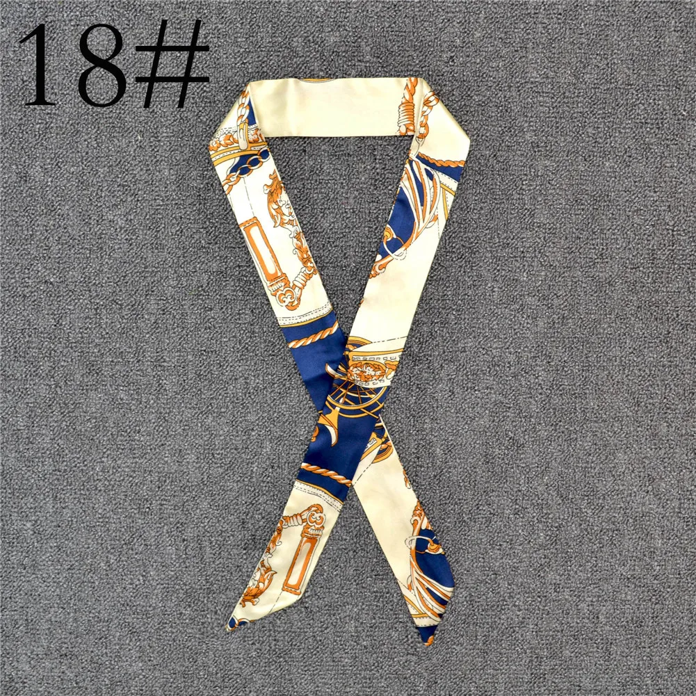 Fashion Color Printing Long Silk Scarf Women Ribbon Neckerchief Print 4cm Thin Narrow Scarves Bag Hair Band Ribbon Headscarve