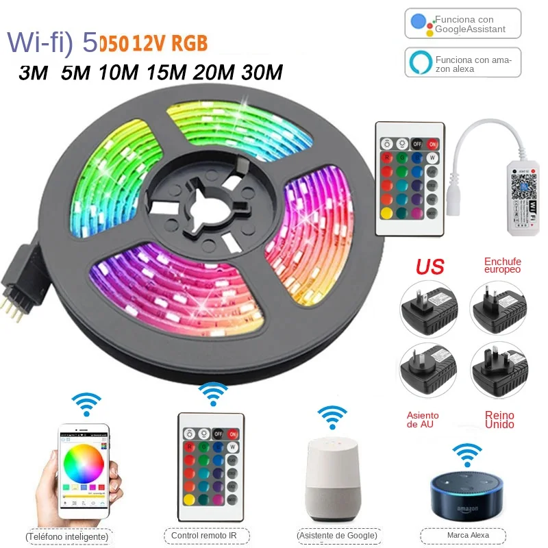 Tira de luces LED de hielo, cinta Flexible de diodo, WIFI, RGB5050, Alexa, decoración de habitación, retroiluminación de TV, hogar mágico