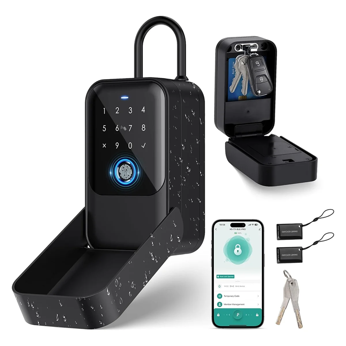 ELBA_Smart Key Lock Box، صندوق قفل بلوتوث مع بصمة الإصبع ورمز المرور