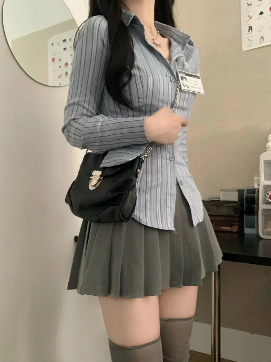 Elegant A-Line  Skirt Women's High Waist Pleated Skirt College Style Short Skirt American Retro Spring Autumn Winter New ...