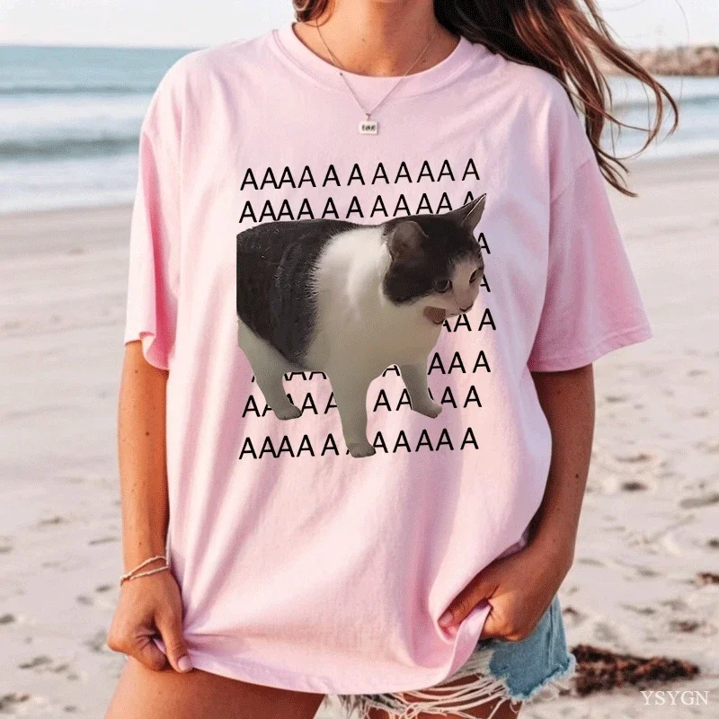 Funny Sad Crying Cat Printed T Shirts Women Men Casual T Shirt Cotton Short Sleeve Harajuku T-Shirt Casual Fashion Tees Clothes